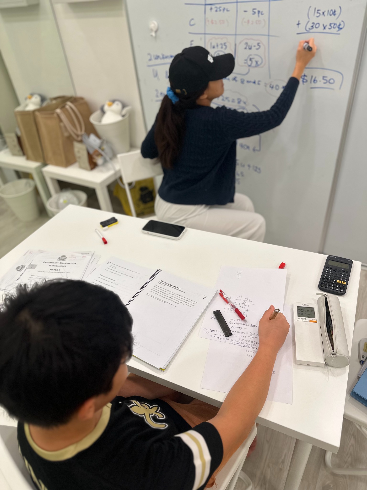 A ProgressLab educator providing focused mathematics guidance to a student