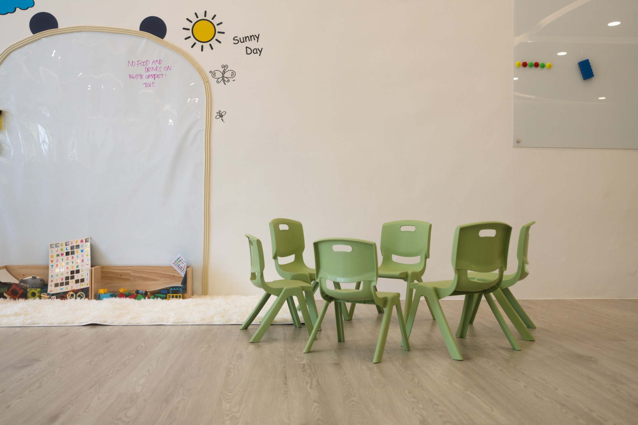 ProgressLab learning space with whiteboards and child-sized seating